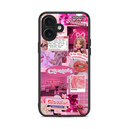 iPhone 16 Plus Pink Love Θήκη Αγίου Βαλεντίνου από τη Smartfits με σχέδιο στο πίσω μέρος και μαύρο περίβλημα | Smartphone case with colorful back and black bezels by Smartfits