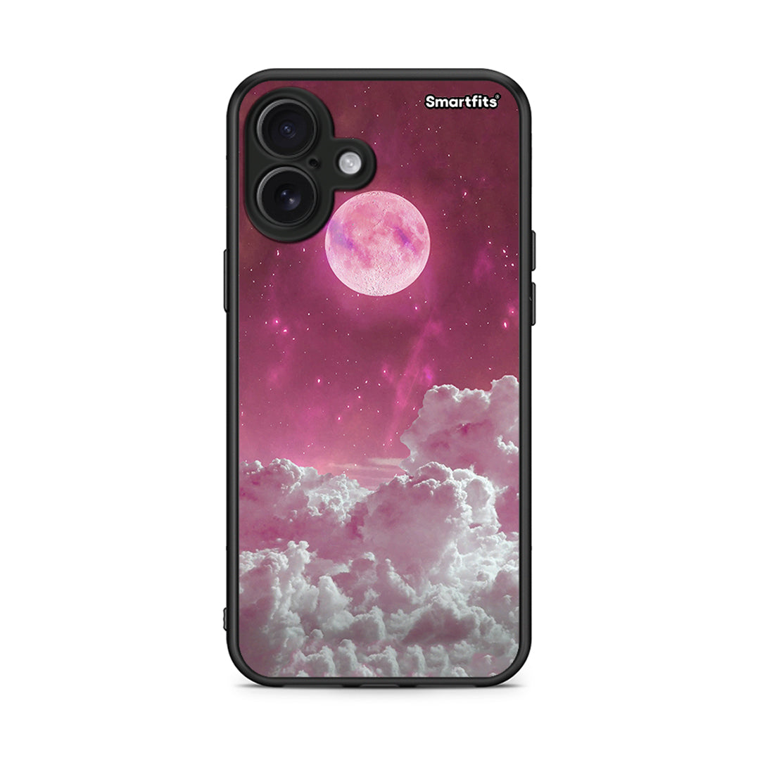 iPhone 16 Plus Pink Moon Θήκη από τη Smartfits με σχέδιο στο πίσω μέρος και μαύρο περίβλημα | Smartphone case with colorful back and black bezels by Smartfits