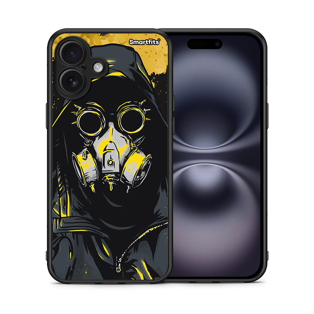 Θήκη iPhone 16 Plus Mask PopArt από τη Smartfits με σχέδιο στο πίσω μέρος και μαύρο περίβλημα | iPhone 16 Plus Mask PopArt case with colorful back and black bezels