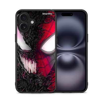 Θήκη iPhone 16 Plus SpiderVenom PopArt από τη Smartfits με σχέδιο στο πίσω μέρος και μαύρο περίβλημα | iPhone 16 Plus SpiderVenom PopArt case with colorful back and black bezels