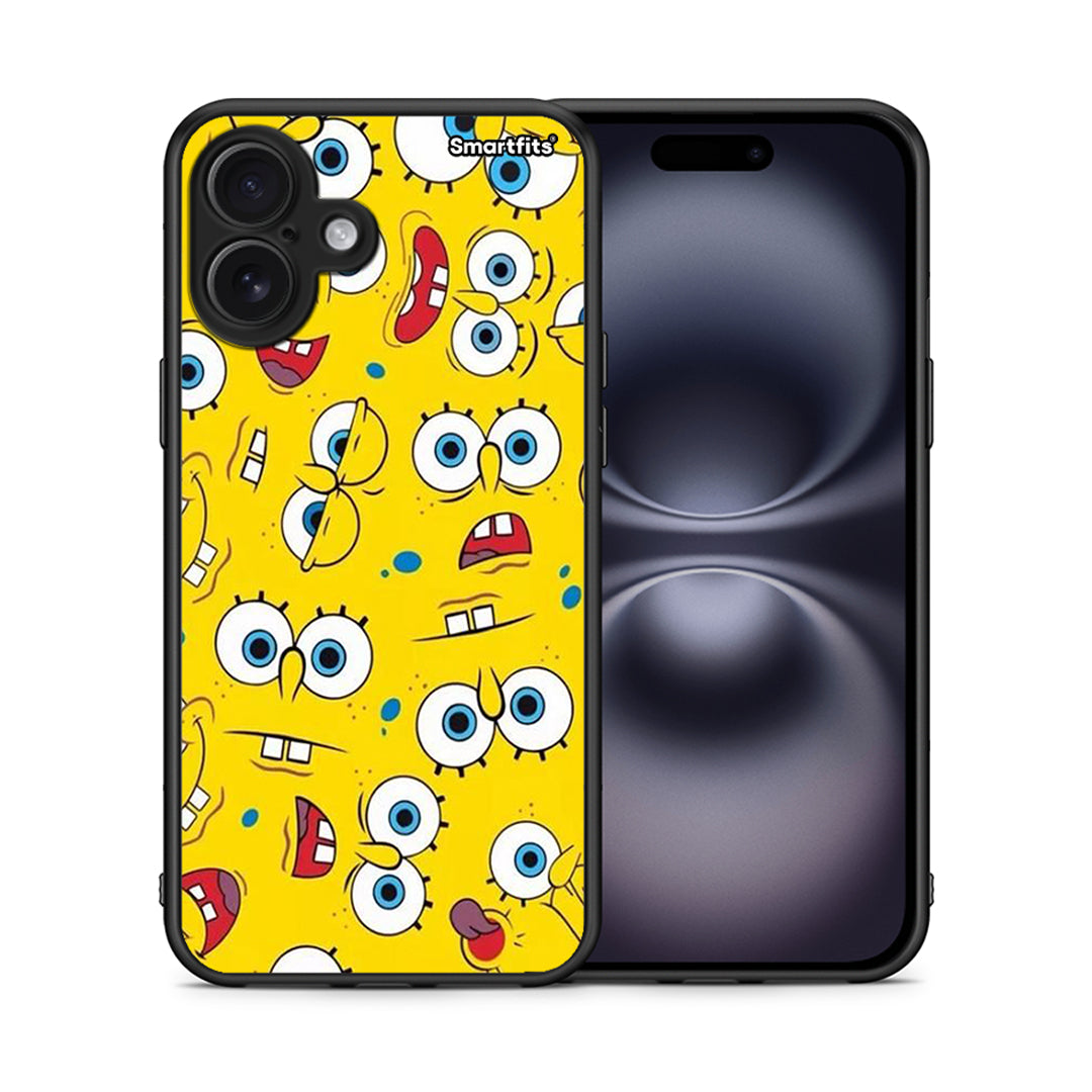 Θήκη iPhone 16 Plus Sponge PopArt από τη Smartfits με σχέδιο στο πίσω μέρος και μαύρο περίβλημα | iPhone 16 Plus Sponge PopArt case with colorful back and black bezels