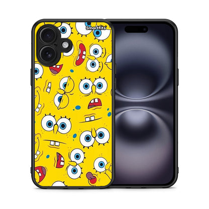 Θήκη iPhone 16 Plus Sponge PopArt από τη Smartfits με σχέδιο στο πίσω μέρος και μαύρο περίβλημα | iPhone 16 Plus Sponge PopArt case with colorful back and black bezels