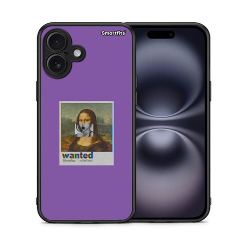 Θήκη iPhone 16 Plus Monalisa Popart από τη Smartfits με σχέδιο στο πίσω μέρος και μαύρο περίβλημα | iPhone 16 Plus Monalisa Popart case with colorful back and black bezels