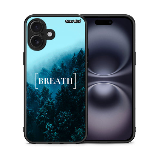 Θήκη iPhone 16 Plus Breath Quote από τη Smartfits με σχέδιο στο πίσω μέρος και μαύρο περίβλημα | iPhone 16 Plus Breath Quote case with colorful back and black bezels