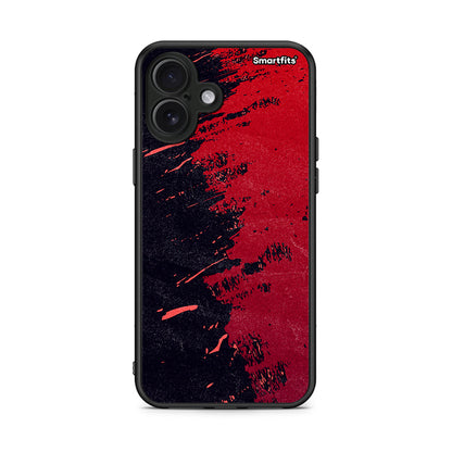 iPhone 16 Plus Red Paint Θήκη Αγίου Βαλεντίνου από τη Smartfits με σχέδιο στο πίσω μέρος και μαύρο περίβλημα | Smartphone case with colorful back and black bezels by Smartfits