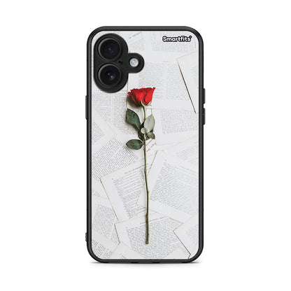 iPhone 16 Plus Red Rose θήκη από τη Smartfits με σχέδιο στο πίσω μέρος και μαύρο περίβλημα | Smartphone case with colorful back and black bezels by Smartfits