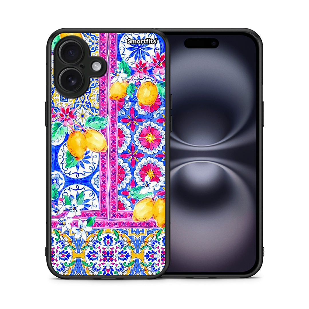 Θήκη iPhone 16 Plus Retro Spring από τη Smartfits με σχέδιο στο πίσω μέρος και μαύρο περίβλημα | iPhone 16 Plus Retro Spring case with colorful back and black bezels