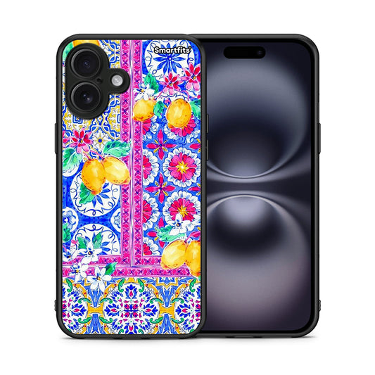 Θήκη iPhone 16 Plus Retro Spring από τη Smartfits με σχέδιο στο πίσω μέρος και μαύρο περίβλημα | iPhone 16 Plus Retro Spring case with colorful back and black bezels