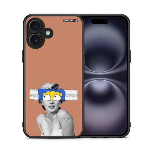 Θήκη iPhone 16 Plus Sim Merilyn από τη Smartfits με σχέδιο στο πίσω μέρος και μαύρο περίβλημα | iPhone 16 Plus Sim Merilyn case with colorful back and black bezels