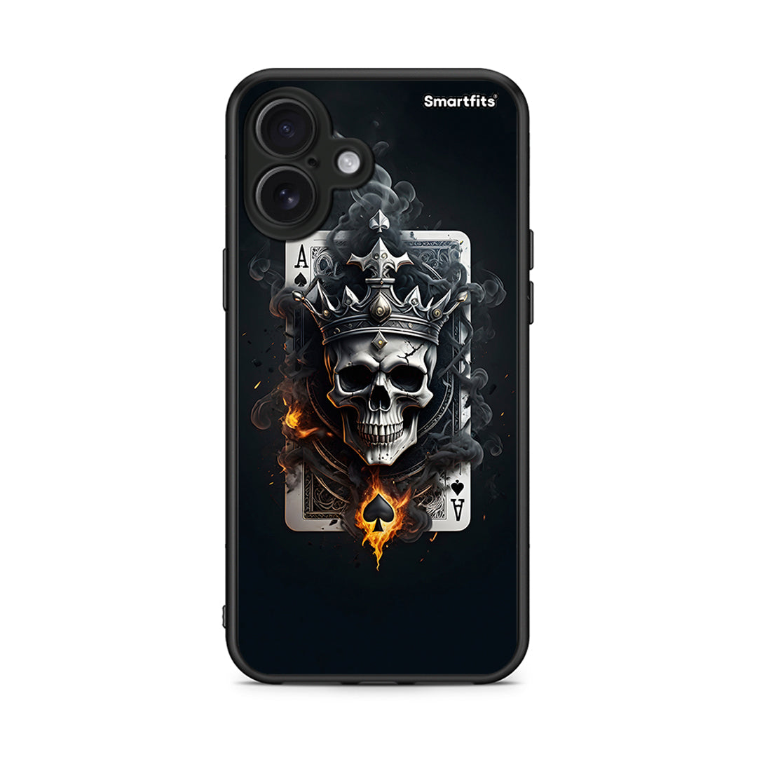 iPhone 16 Plus Skull King Ace θήκη από τη Smartfits με σχέδιο στο πίσω μέρος και μαύρο περίβλημα | Smartphone case with colorful back and black bezels by Smartfits