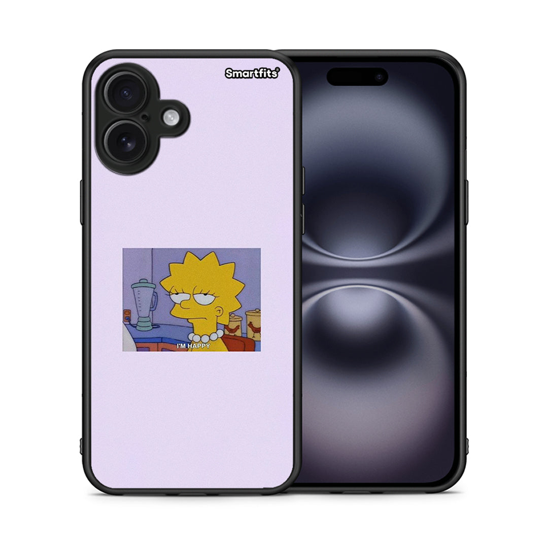Θήκη iPhone 16 Plus So Happy από τη Smartfits με σχέδιο στο πίσω μέρος και μαύρο περίβλημα | iPhone 16 Plus So Happy case with colorful back and black bezels
