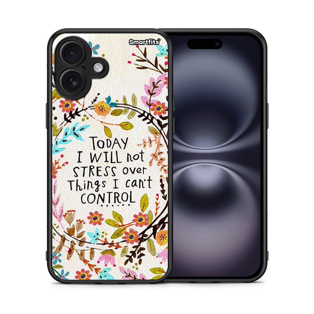 Θήκη iPhone 16 Plus Stress Over από τη Smartfits με σχέδιο στο πίσω μέρος και μαύρο περίβλημα | iPhone 16 Plus Stress Over case with colorful back and black bezels