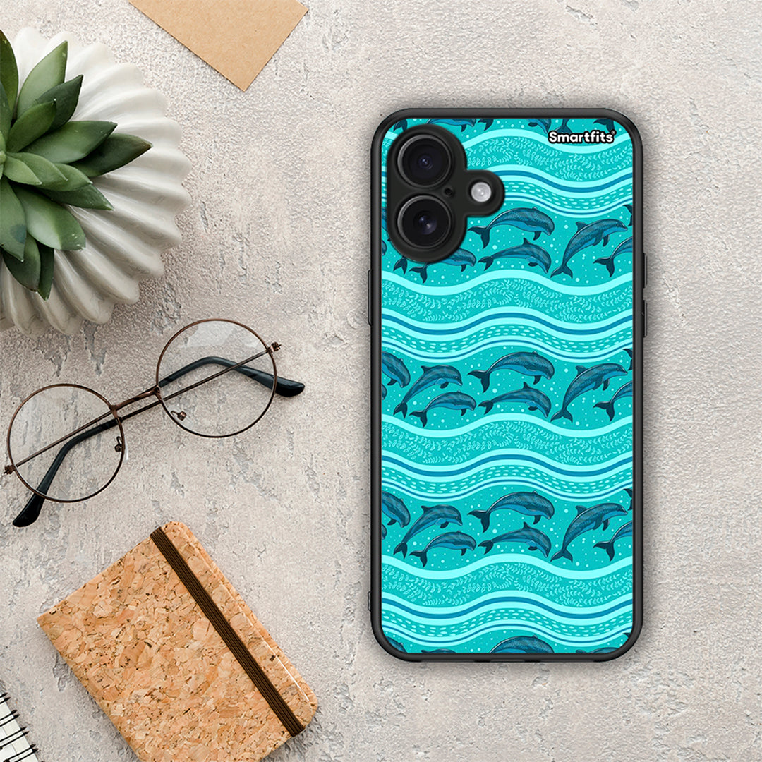 Swimming Dolphins - iPhone 16 Plus θήκη
