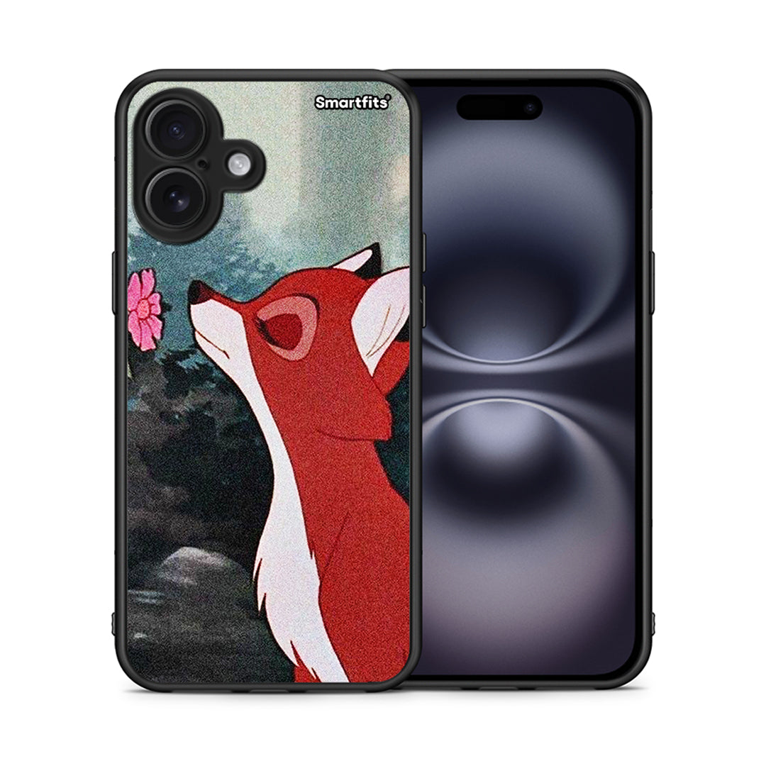 Θήκη iPhone 16 Plus Tod And Vixey Love 2 από τη Smartfits με σχέδιο στο πίσω μέρος και μαύρο περίβλημα | iPhone 16 Plus Tod And Vixey Love 2 case with colorful back and black bezels