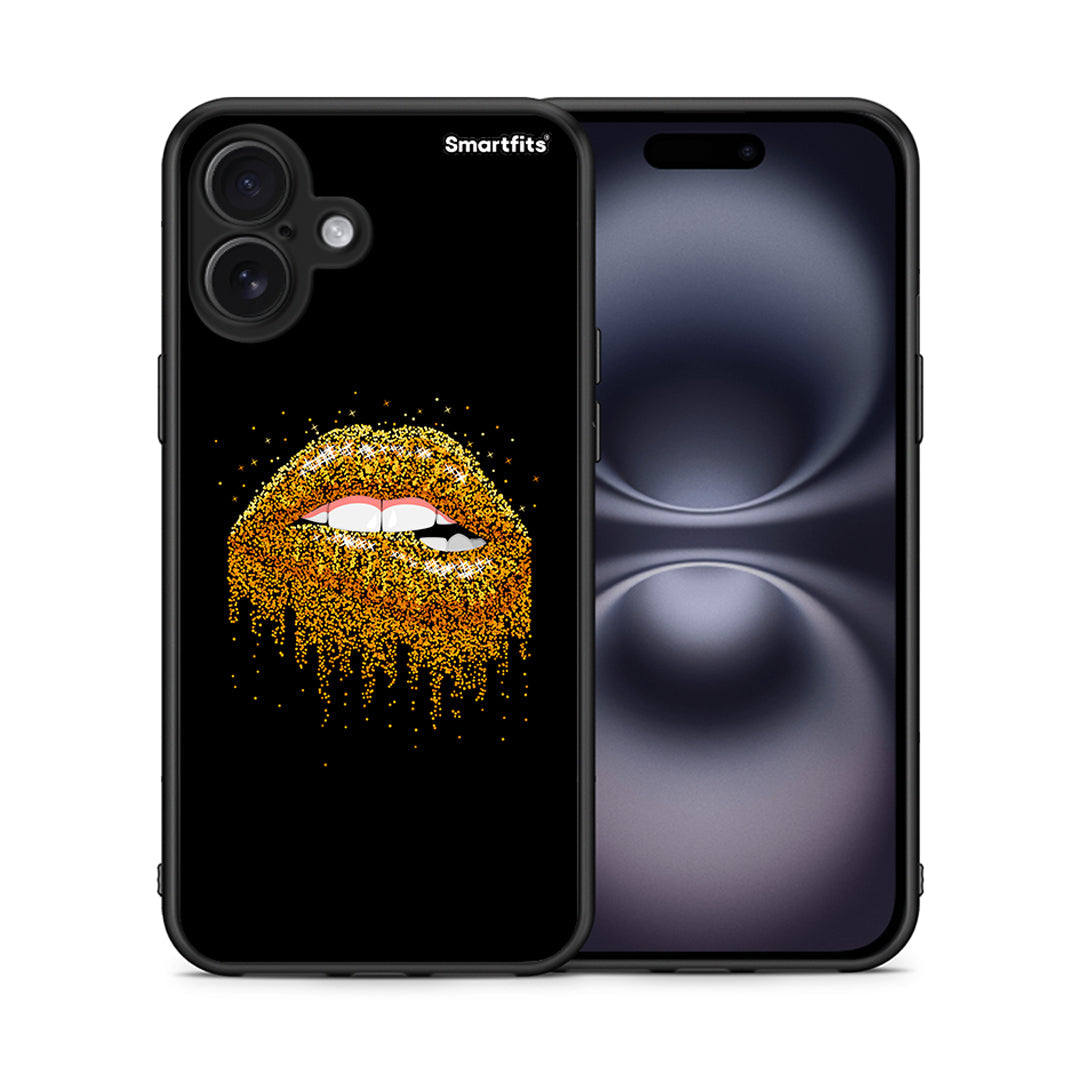 Θήκη iPhone 16 Plus Golden Valentine από τη Smartfits με σχέδιο στο πίσω μέρος και μαύρο περίβλημα | iPhone 16 Plus Golden Valentine case with colorful back and black bezels
