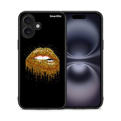 Θήκη iPhone 16 Plus Golden Valentine από τη Smartfits με σχέδιο στο πίσω μέρος και μαύρο περίβλημα | iPhone 16 Plus Golden Valentine case with colorful back and black bezels