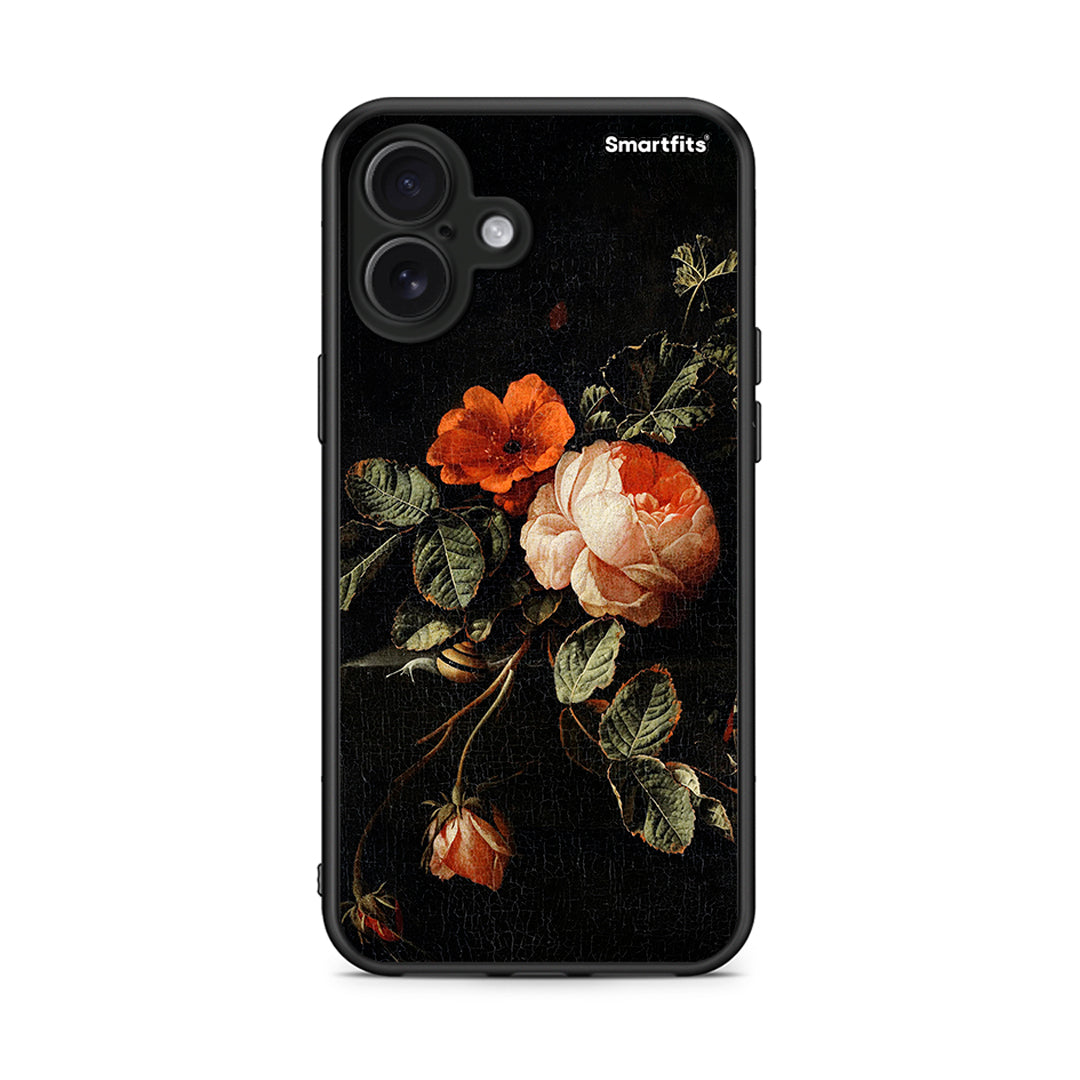 iPhone 16 Plus Vintage Roses θήκη από τη Smartfits με σχέδιο στο πίσω μέρος και μαύρο περίβλημα | Smartphone case with colorful back and black bezels by Smartfits