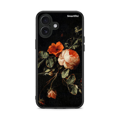 iPhone 16 Plus Vintage Roses θήκη από τη Smartfits με σχέδιο στο πίσω μέρος και μαύρο περίβλημα | Smartphone case with colorful back and black bezels by Smartfits
