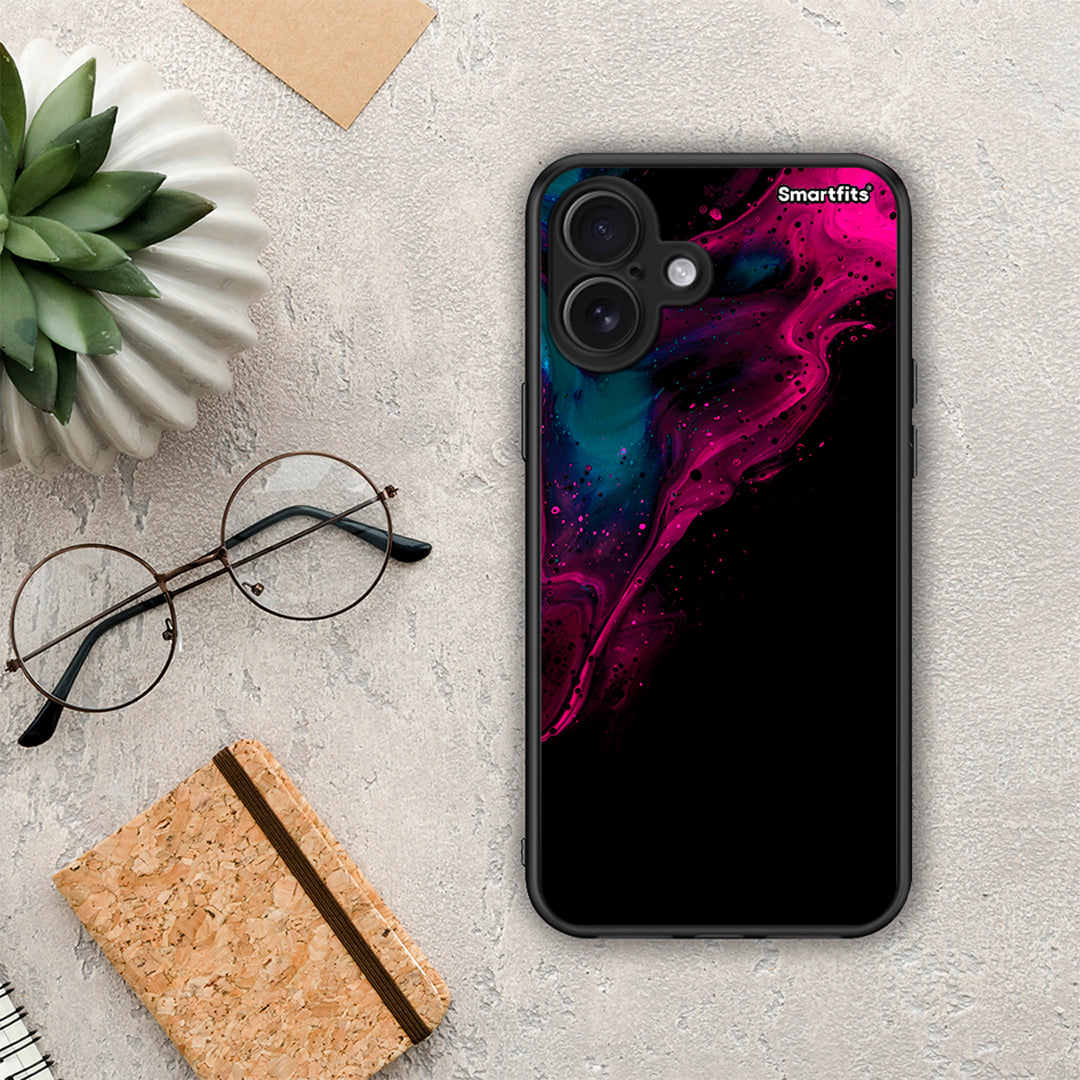 Watercolor Pink Black - iPhone 16 Plus θήκη