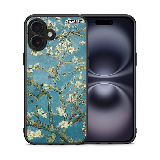 Θήκη iPhone 16 Plus White Blossoms από τη Smartfits με σχέδιο στο πίσω μέρος και μαύρο περίβλημα | iPhone 16 Plus White Blossoms case with colorful back and black bezels