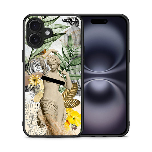 Θήκη iPhone 16 Plus Woman Statue από τη Smartfits με σχέδιο στο πίσω μέρος και μαύρο περίβλημα | iPhone 16 Plus Woman Statue case with colorful back and black bezels