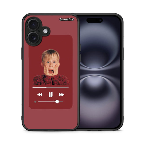 Θήκη iPhone 16 Plus Xmas Alone Music από τη Smartfits με σχέδιο στο πίσω μέρος και μαύρο περίβλημα | iPhone 16 Plus Xmas Alone Music case with colorful back and black bezels