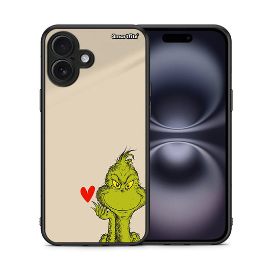 Θήκη iPhone 16 Plus Xmas Grinch από τη Smartfits με σχέδιο στο πίσω μέρος και μαύρο περίβλημα | iPhone 16 Plus Xmas Grinch case with colorful back and black bezels