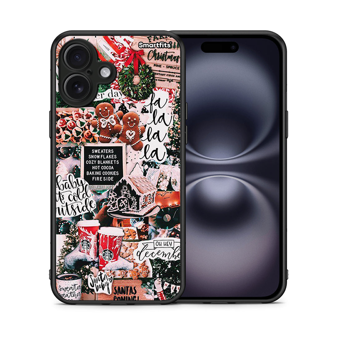 Θήκη iPhone 16 Plus Xmas Habbits από τη Smartfits με σχέδιο στο πίσω μέρος και μαύρο περίβλημα | iPhone 16 Plus Xmas Habbits case with colorful back and black bezels