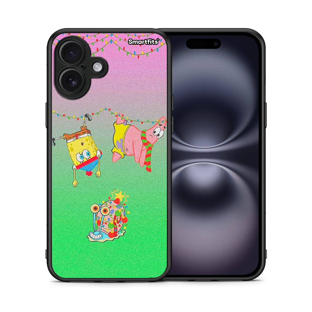 Θήκη iPhone 16 Plus Xmas Lights από τη Smartfits με σχέδιο στο πίσω μέρος και μαύρο περίβλημα | iPhone 16 Plus Xmas Lights case with colorful back and black bezels
