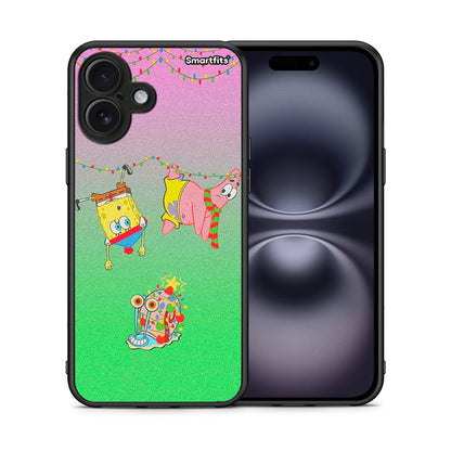 Θήκη iPhone 16 Plus Xmas Lights από τη Smartfits με σχέδιο στο πίσω μέρος και μαύρο περίβλημα | iPhone 16 Plus Xmas Lights case with colorful back and black bezels