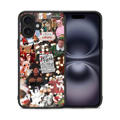Θήκη iPhone 16 Plus Xmas Movies από τη Smartfits με σχέδιο στο πίσω μέρος και μαύρο περίβλημα | iPhone 16 Plus Xmas Movies case with colorful back and black bezels