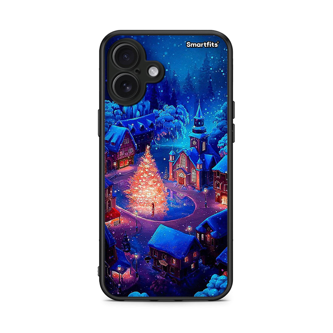 iPhone 16 Plus Xmas Village θήκη από τη Smartfits με σχέδιο στο πίσω μέρος και μαύρο περίβλημα | Smartphone case with colorful back and black bezels by Smartfits