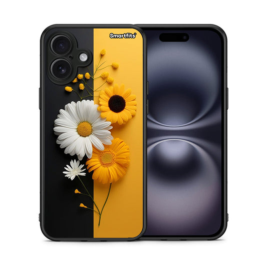 Θήκη iPhone 16 Plus Yellow Daisies από τη Smartfits με σχέδιο στο πίσω μέρος και μαύρο περίβλημα | iPhone 16 Plus Yellow Daisies case with colorful back and black bezels