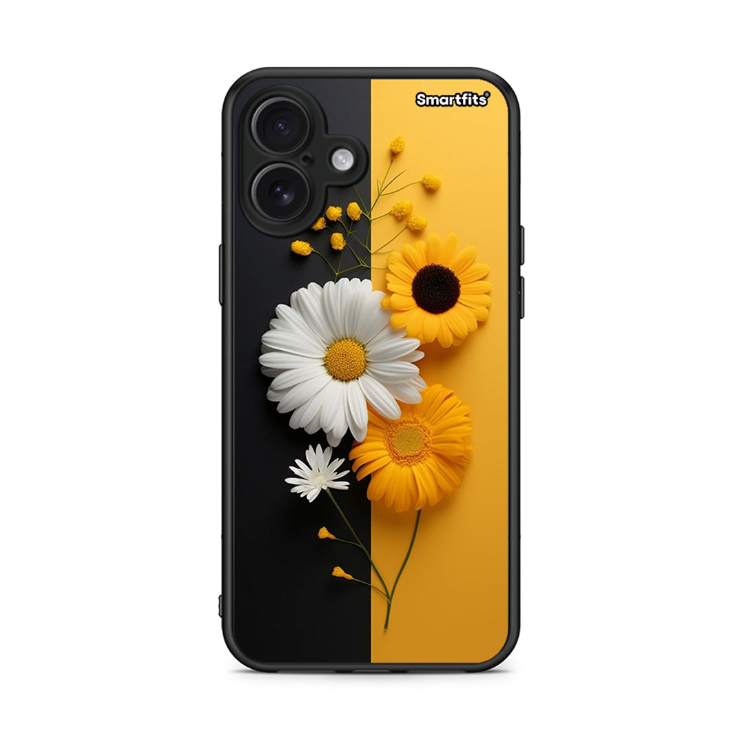 iPhone 16 Plus Yellow Daisies θήκη από τη Smartfits με σχέδιο στο πίσω μέρος και μαύρο περίβλημα | Smartphone case with colorful back and black bezels by Smartfits