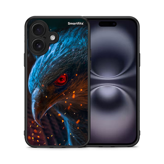 Θήκη iPhone 16 Eagle PopArt από τη Smartfits με σχέδιο στο πίσω μέρος και μαύρο περίβλημα | iPhone 16 Eagle PopArt case with colorful back and black bezels