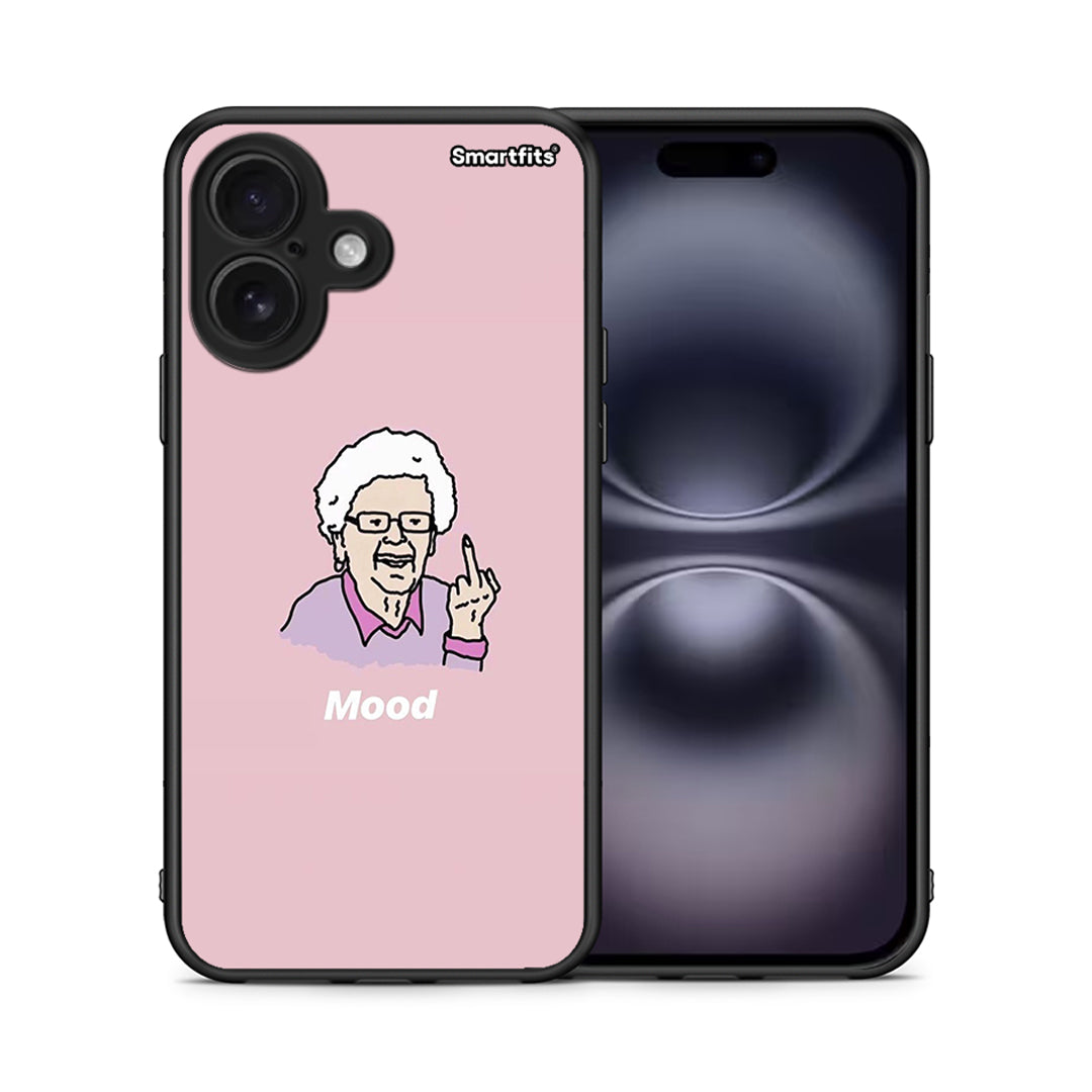 Θήκη iPhone 16 Mood PopArt από τη Smartfits με σχέδιο στο πίσω μέρος και μαύρο περίβλημα | iPhone 16 Mood PopArt case with colorful back and black bezels