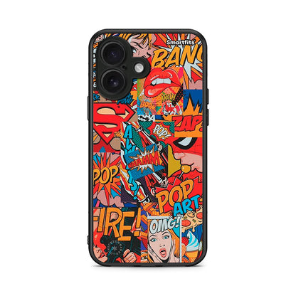 iPhone 16 PopArt OMG θήκη από τη Smartfits με σχέδιο στο πίσω μέρος και μαύρο περίβλημα | Smartphone case with colorful back and black bezels by Smartfits