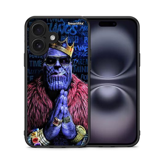 Θήκη iPhone 16 Thanos PopArt από τη Smartfits με σχέδιο στο πίσω μέρος και μαύρο περίβλημα | iPhone 16 Thanos PopArt case with colorful back and black bezels