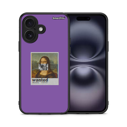 Θήκη iPhone 16 Monalisa Popart από τη Smartfits με σχέδιο στο πίσω μέρος και μαύρο περίβλημα | iPhone 16 Monalisa Popart case with colorful back and black bezels