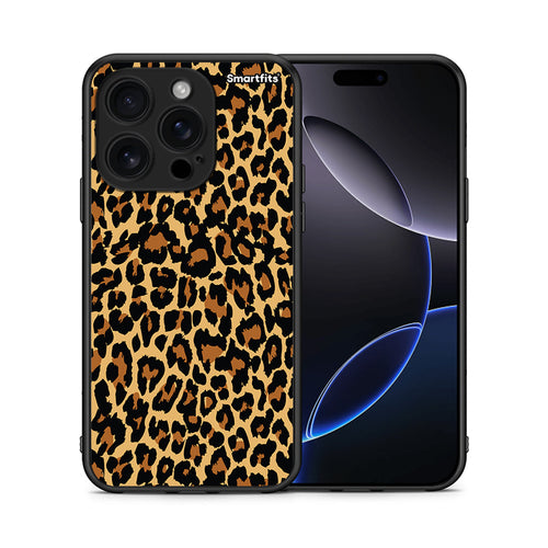 Θήκη iPhone 16 Pro Leopard Animal από τη Smartfits με σχέδιο στο πίσω μέρος και μαύρο περίβλημα | iPhone 16 Pro Leopard Animal case with colorful back and black bezels