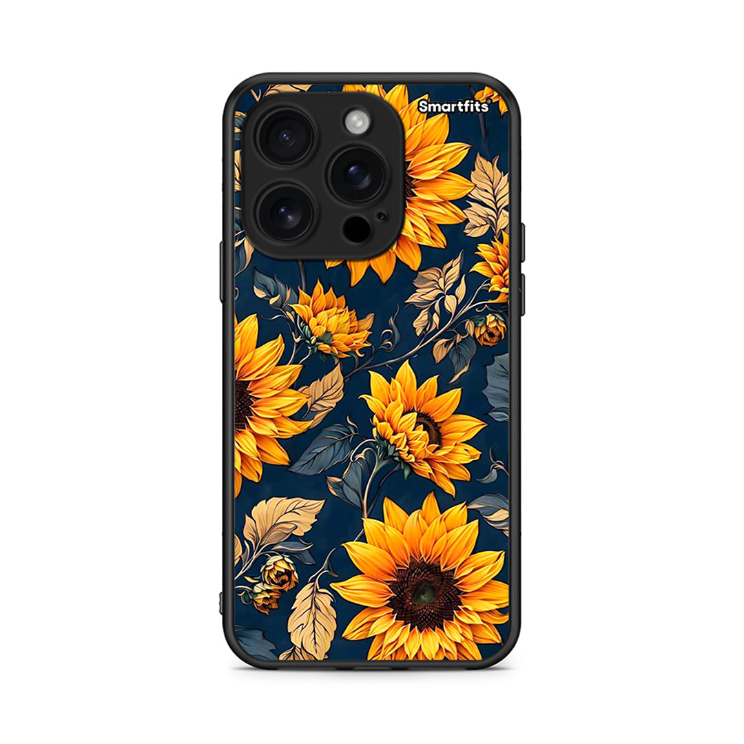 iPhone 16 Pro Autumn Sunflowers Θήκη από τη Smartfits με σχέδιο στο πίσω μέρος και μαύρο περίβλημα | Smartphone case with colorful back and black bezels by Smartfits