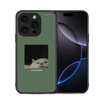 Θήκη iPhone 16 Pro Bitch Surprise από τη Smartfits με σχέδιο στο πίσω μέρος και μαύρο περίβλημα | iPhone 16 Pro Bitch Surprise case with colorful back and black bezels