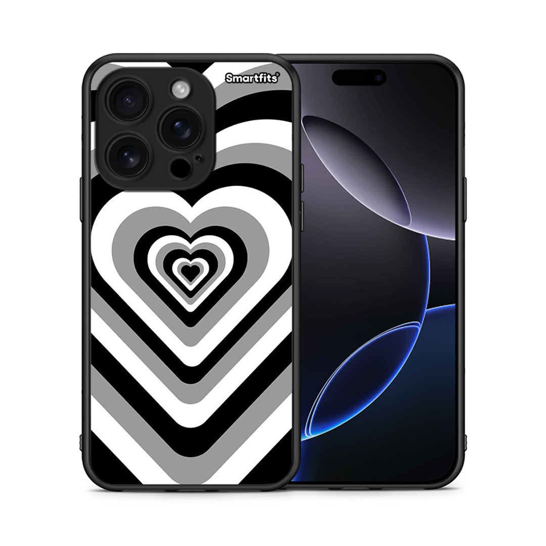 Θήκη iPhone 16 Pro Black Hearts από τη Smartfits με σχέδιο στο πίσω μέρος και μαύρο περίβλημα | iPhone 16 Pro Black Hearts case with colorful back and black bezels