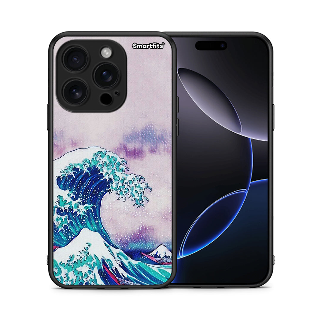 Θήκη iPhone 16 Pro Blue Waves από τη Smartfits με σχέδιο στο πίσω μέρος και μαύρο περίβλημα | iPhone 16 Pro Blue Waves case with colorful back and black bezels