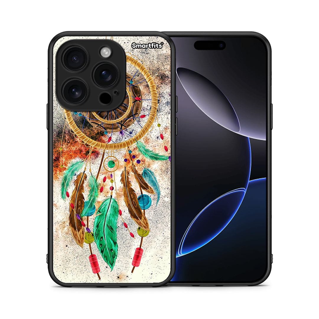 Θήκη iPhone 16 Pro DreamCatcher Boho από τη Smartfits με σχέδιο στο πίσω μέρος και μαύρο περίβλημα | iPhone 16 Pro DreamCatcher Boho case with colorful back and black bezels