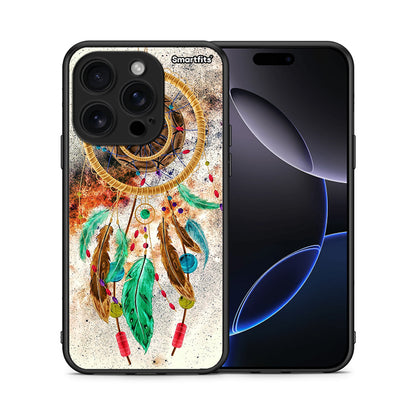Θήκη iPhone 16 Pro DreamCatcher Boho από τη Smartfits με σχέδιο στο πίσω μέρος και μαύρο περίβλημα | iPhone 16 Pro DreamCatcher Boho case with colorful back and black bezels