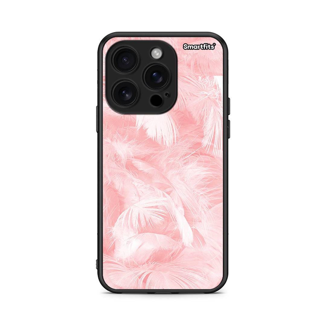 33 - iPhone 16 Pro Pink Feather Boho case, cover, bumper