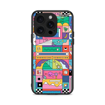 iPhone 16 Pro Bubbles Soap θήκη από τη Smartfits με σχέδιο στο πίσω μέρος και μαύρο περίβλημα | Smartphone case with colorful back and black bezels by Smartfits
