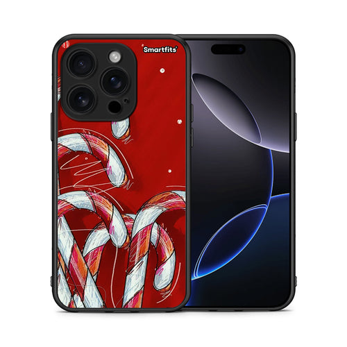 Θήκη iPhone 16 Pro Candy Cane από τη Smartfits με σχέδιο στο πίσω μέρος και μαύρο περίβλημα | iPhone 16 Pro Candy Cane case with colorful back and black bezels