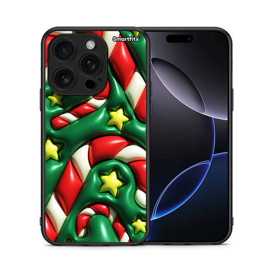 Θήκη iPhone 16 Pro Christmas Bubbles από τη Smartfits με σχέδιο στο πίσω μέρος και μαύρο περίβλημα | iPhone 16 Pro Christmas Bubbles case with colorful back and black bezels